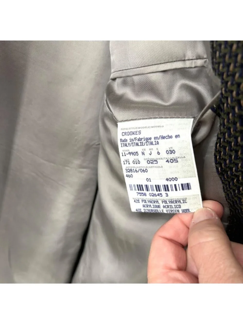 HUGO BOSS MEN'S ITALIAN MADE BLACK BLUE OLIVE BEIGE TWEED SPORT COAT BLAZER JKT